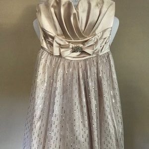 Ivory sequin and satin prom/homecoming dress